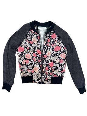 Saltwater LUXE Floral Bomber Jacket - Black and Pink, Size XS